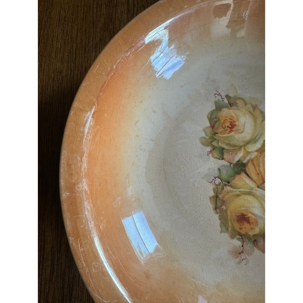 Vintage W.S. George Derwood 212 B Peach Rose Floral 9" Serving Bowl Lusterware - Picture 6 of 8